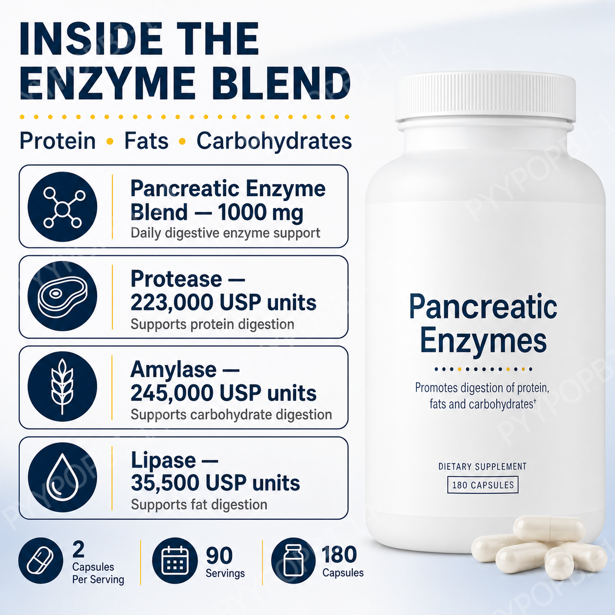 소화 효소 보충제 180캡슐, 췌장 효소 혼합물, 프로 - Digestive Enzyme Blend 리뷰 및 가격