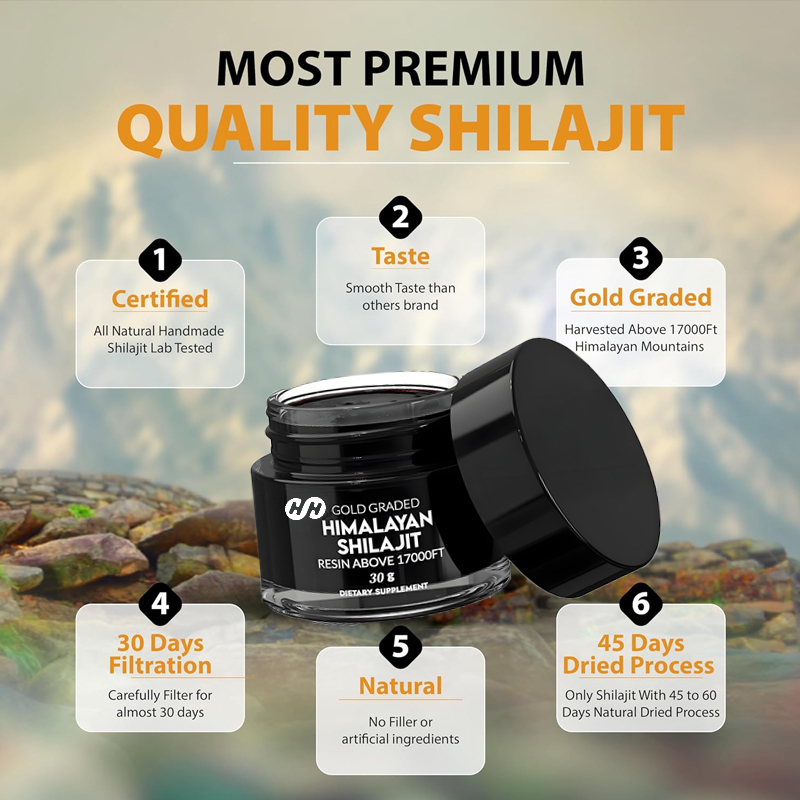 순수 히말라야 시라짓 레진, 자연 건조 및 금 등급,  - Shilajit Resin Pure 리뷰 및 가격