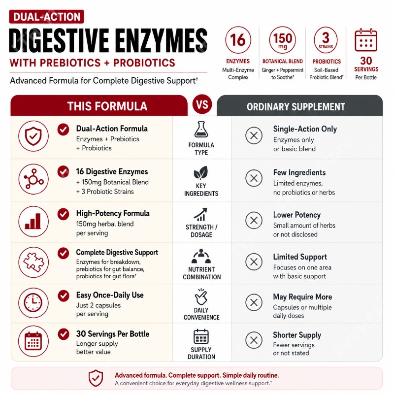 프리바이오틱스와 프로바이오틱스가 함유된 소화 효소, 생 - Digestive Enzyme Blend 리뷰 및 가격
