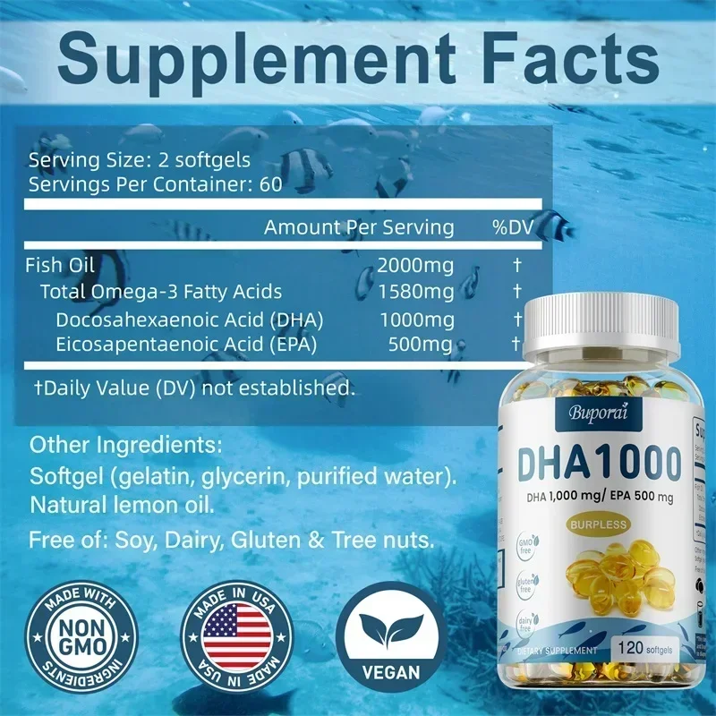 오메가 3 피쉬 오일 DHA 보충제 - 뇌, 관절 및  - Omega 3 Fish Oil 리뷰 및 가격