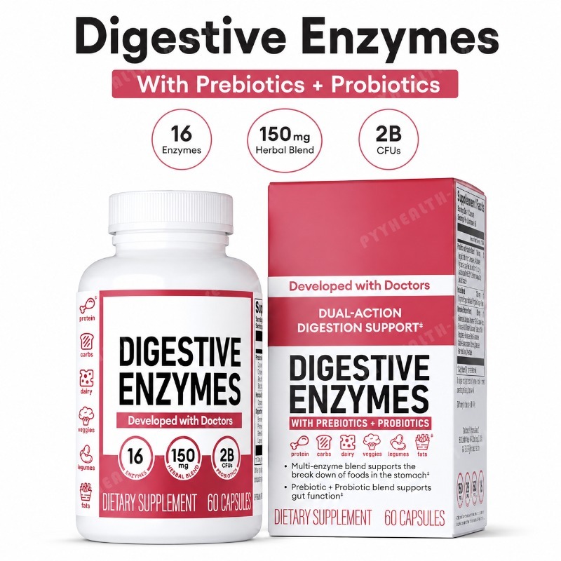 소화 효소 보충제 60캡슐 프리바이오틱 프로바이오틱 혼 - Digestive Enzyme Blend 리뷰 및 가격