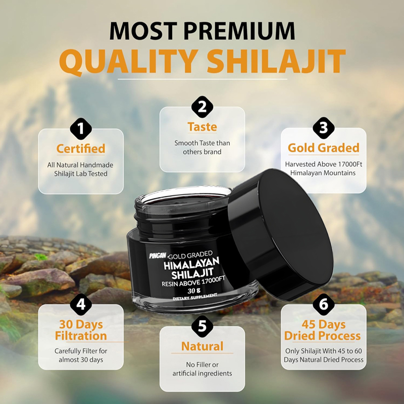 순수 히말라야 시라짓 레진, 자연 건조 및 금 등급,  - Shilajit Resin Pure 리뷰 및 가격