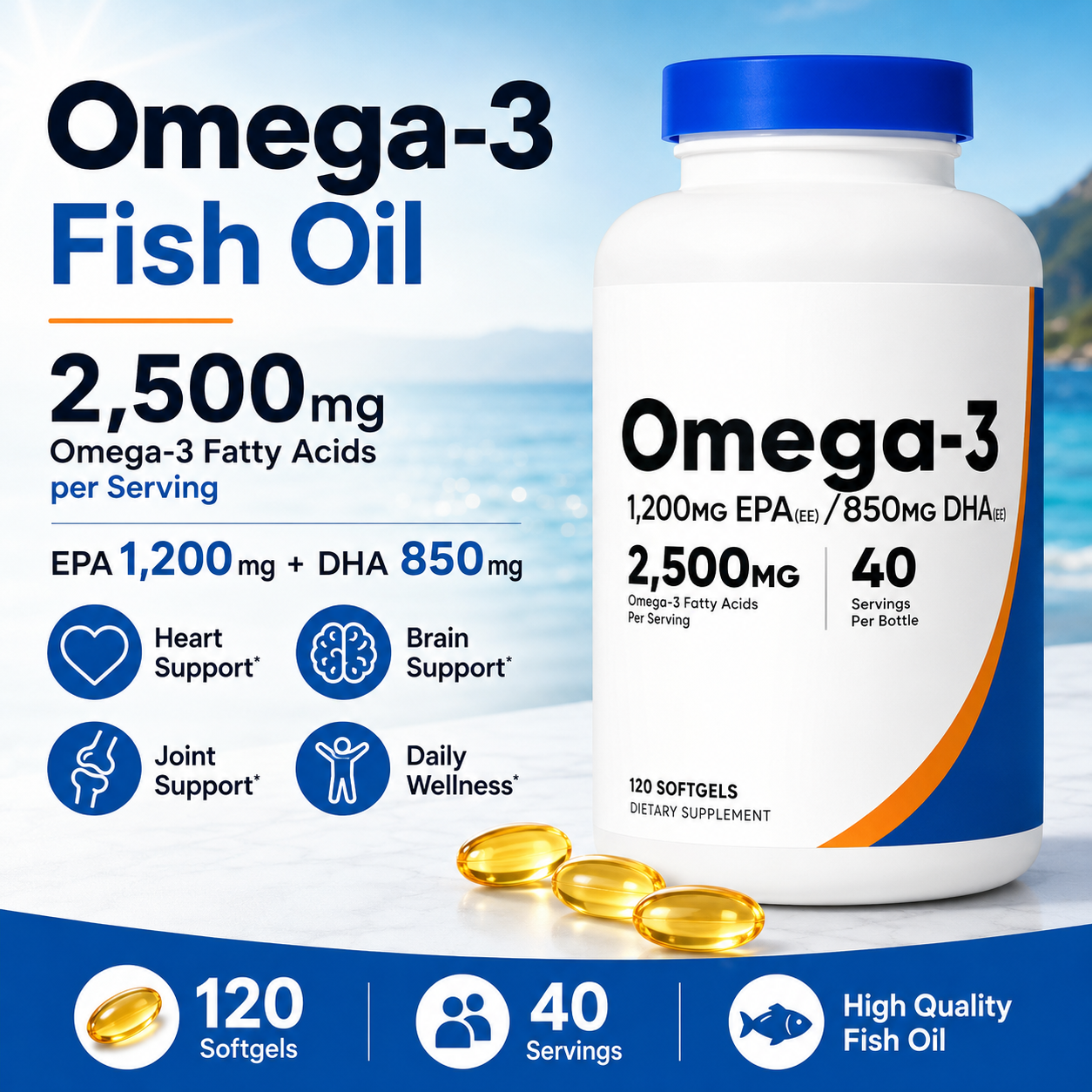 오메가-3 피쉬 오일 2500mg 소프트젤 (EPA 1 - Omega 3 Fish Oil 리뷰 및 가격